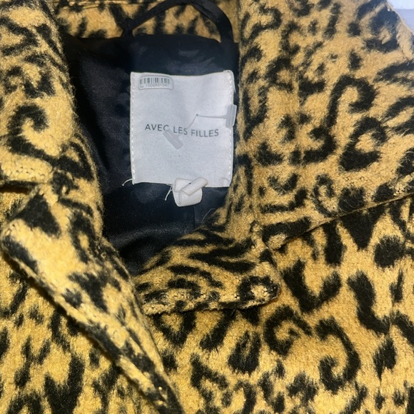 Avec Les Filles leopard/cheetah print long/midi length wool blend peacoat XS - Picture 2 of 4